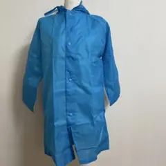 青いフード付き耐水レインコート　130