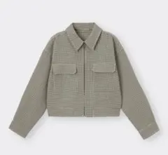 GU チェッククロップドシャツジャケット S