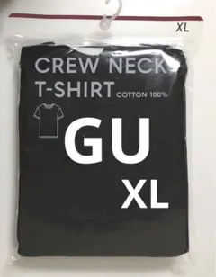 GU 半袖 XL コットンカラークルーネックT ブラック