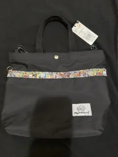 Manhattaner's トートバッグ ショルダー付き　ブラック 猫柄のサムネイル