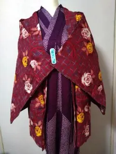 アンティーク　大正ロマン　綿？　薔薇柄　羽織