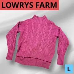 【大特価】 ローリーズファーム ピンク L ケーブル編み タートルネックセーター