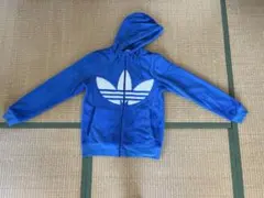 adidas フリース パーカー 青