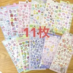 11枚　うるちゅる　立体　3D シール シマエナガ　平成女児　ホログラム