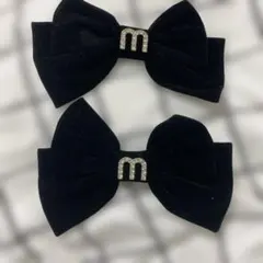 MIUMIU風 ブラックリボン ヘアピン 2個セット