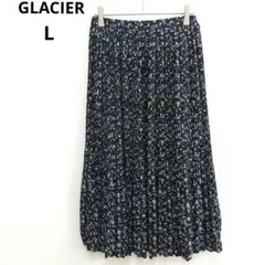 GLACIER グラシア 花柄 プリーツスカート ロングネイビー 総柄 Lのサムネイル