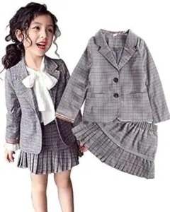 入学式卒園式　フォーマルグレー系チェック スーツ・ブレザー セット