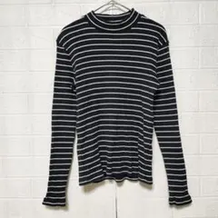 UNIQLO ユニクロ (M)　リブハイネックボーダーT 長袖