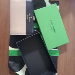 kate spade 二つ折り財布 黒/ベージュ 箱付き