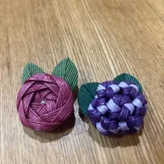手作りブローチ ピンクと紫の花