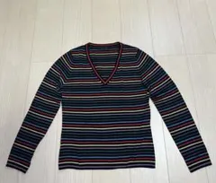 【Paul Smith BLACK】ニット　Mサイズ　ウール　ボーダー　薄手