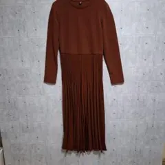 ユニクロ ブラウン ワンピース リブ