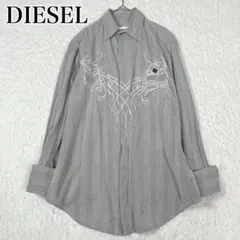 DIESEL 総柄デザインシャツ メタルロゴ ディーゼル メンズ 長袖 シャツ