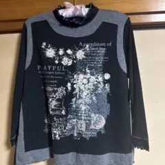 花柄プリント フリル襟 長袖トップス