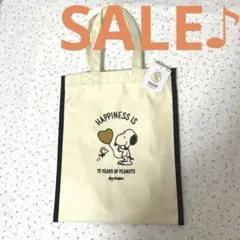 ＊2WAYゴールドハート刺繍トートショッピングバッグ スヌーピー 75周年