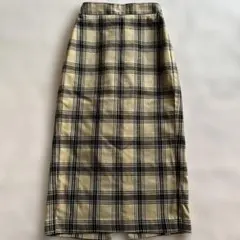 チェック柄タイトスカート ベージュ/ブラック GU Sサイズ