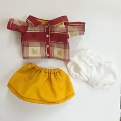20cmぬい服・秋色4つボタン付ツーピース(ジャッキーSなど)