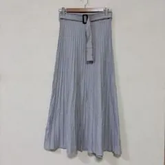 ナチュラルクチュール ベルト付き ニットプリーツスカート F うすむらさき