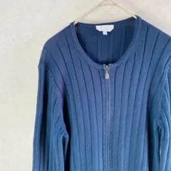 MaxMara ネイビー L リブ編みカーディガンのサムネイル