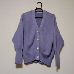 【中古服】SLOBE IENA リブ Vネック カーディガン ニット ラベンダー