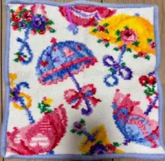 美品 FEILER フェイラー　バンブー取手　布生地花柄日傘　ブラック 美品 FEILER フェイラー バンブー取手 布生地花柄日傘 ブラック