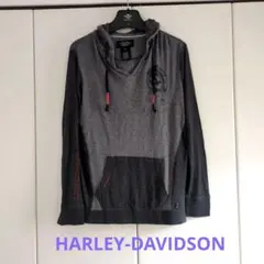 美品☆HARLEY-DAVIDSON ロンTパーカー スカルプリント