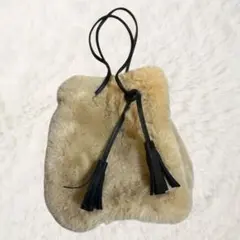 超美品　SHIPS any 2wayファーバッグ　丸底バケットバック