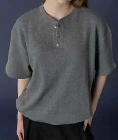 SINSS リブヘンリーショートスリーブTシャツ XS ブラック 即完売品 