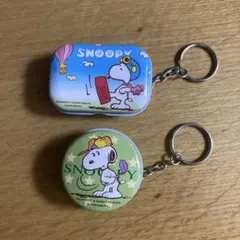 スヌーピー ミニ缶ケース キーホルダー　2個セット レトロ