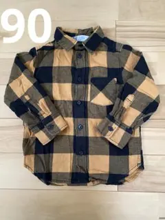 H&M チェック柄シャツ　黄色　90