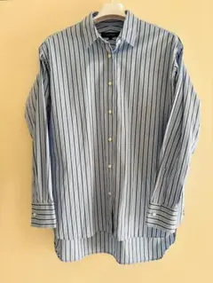 UNTITLED 水色と緑のストライプ長袖シャツ