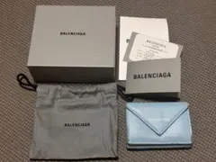 BALENCIAGA バレンシアガ ペーパーミニウォレット ライトブルーのサムネイル
