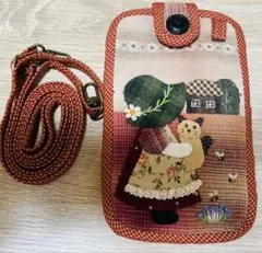 ★新作最終★スーちゃん＆ねこ　ショルダー（iPhone・ポーチ）　オレンジ系