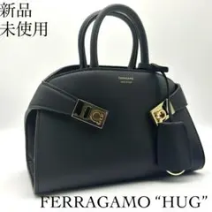 M5822 フェラガモ ハグ ラフィア×レザー ブラック 黒 2wayバッグ M5822 フェラガモ ハグ ラフィア×レザー ブラック 黒 2wayバッグ