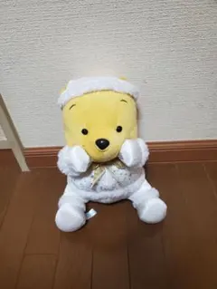 상태좋음 디즈니 곰돌이 푸 クリスマス ホワイト ぬいぐるみ