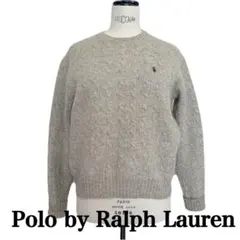 ポロ ラルフローレン ケーブルニット 長袖 セーター グレー ×ネイビー