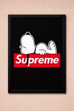 スヌーピー　シュプリーム　Supreme パロディー　アート　ポスター　額縁付