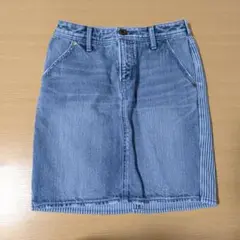 ロデオ☆美品デニムひざ丈スカート ストライプ柄