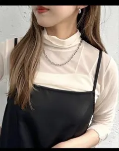 カラーシアーインナー　シースルー アイボリー 長袖 トップス フリーサイズ