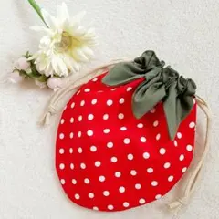 いちごの巾着袋 M