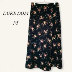 デュークダム ロングスカート 花柄 セミフレア ブラック 黒 M 日本製