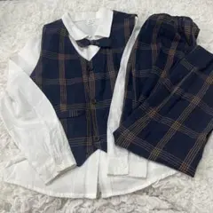 SHEIN / ネイビー チェック フォーマルスーツ 11-12Y