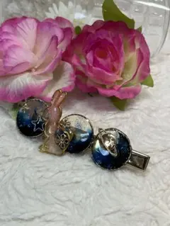 No.H-8ハンドメイドレジンアクセサリー　ヘアクリップ