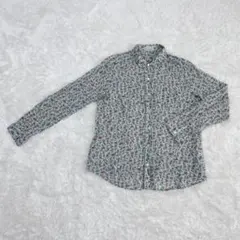 SIMPLE LIFE 花柄シャツ 総柄 長袖 コットン 水色　L【A0113】のサムネイル