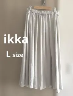値下げ❗️ikka グレー フレアスカート ゴムウエスト Lのサムネイル
