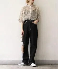 ハイウェストストレートデニム