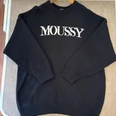 【美品】MOUSSY マウジー ロゴニット セーター ブラック フリーサイズ