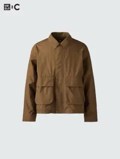 美品 ユニクロ C コットンショートブルゾン ブラウン L