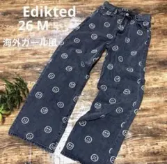 美脚コンプリート✨Edikted スマイル ワイドデニム 26 M 海外ガールのサムネイル