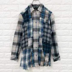 【美品】 ディーゼル　長袖シャツ　パッチワーク　チェック　紺　レディース　春